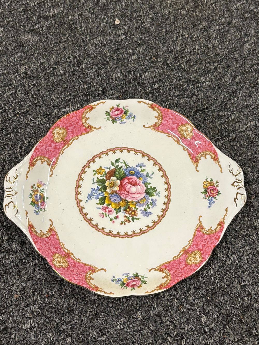 Lot 206: Royal Albert “Lady Carlyle” sandwich plate and 4 other decorative plates