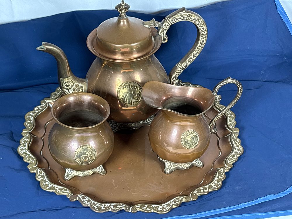Lot 207: Vintage copper Tea Service With Tray