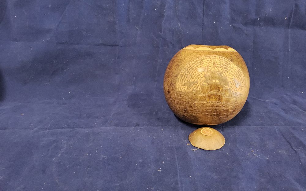 Lot 269: Vintage peruvian carved gourd