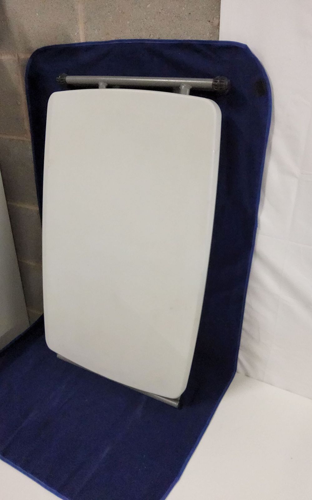 Lot 278: Folding camping table with a solid gray steel frame