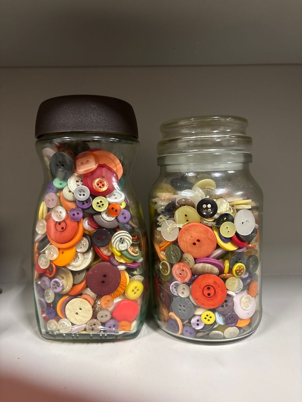 Lot 152: Two Jars of Colourful Buttons