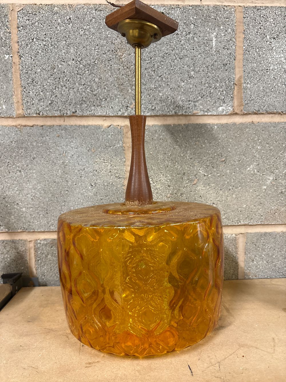 Lot 163: Retro Amber Glass Shaded Light Fitting