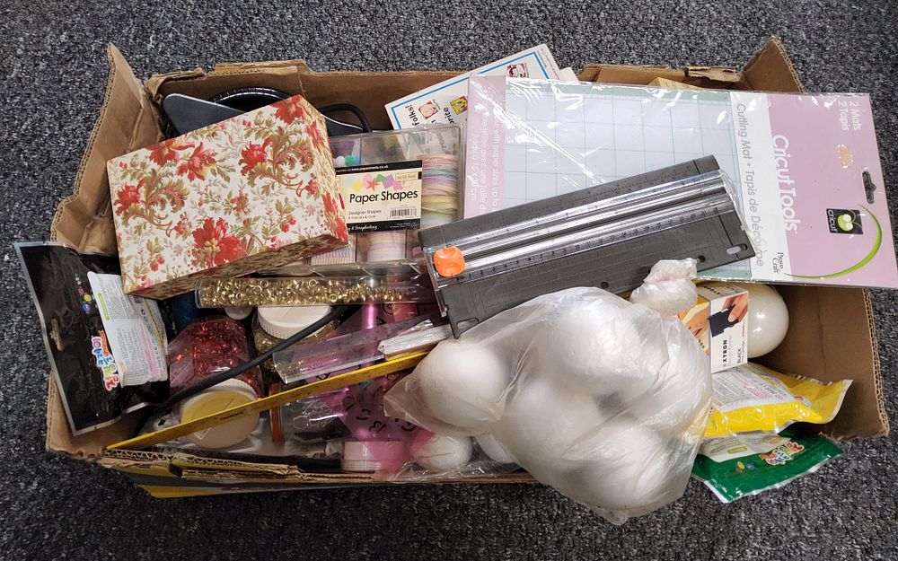 Lot 187: Large box miscellaneous Art/ Crafting items.