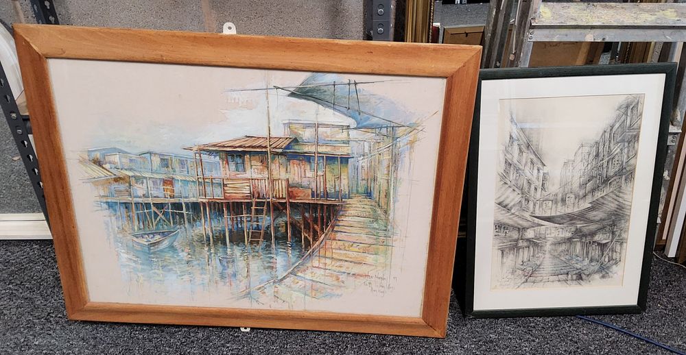 Lot 209: 2 large prints. Artist Ian Murphy.