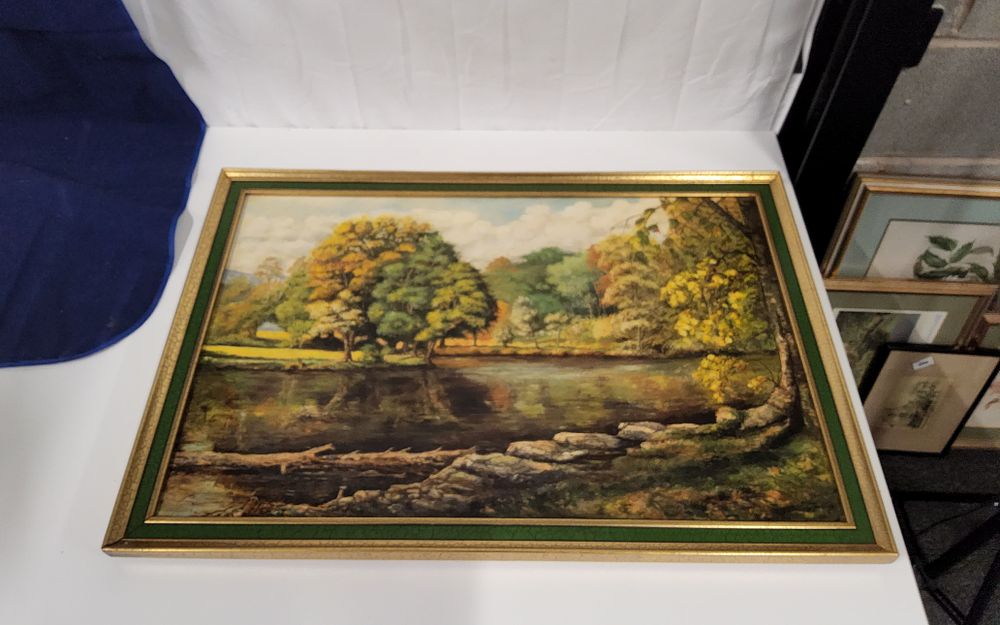 Lot 231: Oil picture on canvas 33" x 23" gilt frame signed bottom right