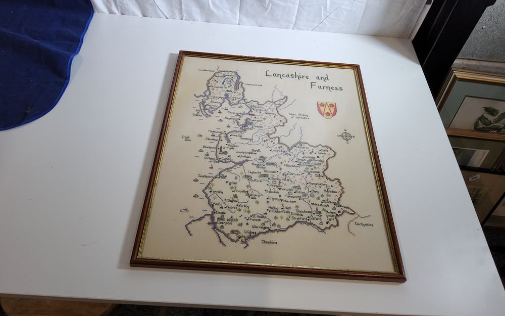 Lot 233: Handmade map of Lancashire and Furness