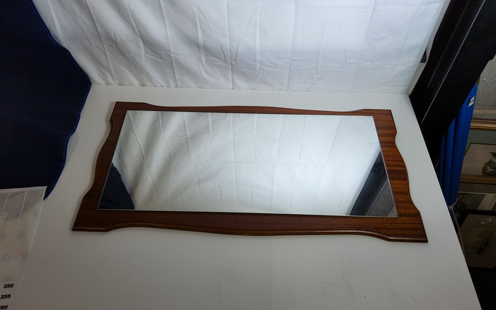 Lot 247: Midcentury wall hanging mirror
Size L 30" x W 15.5"