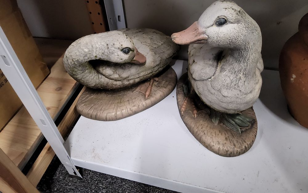 Lot 64: 2 garden ornaments ducks NO POSTING