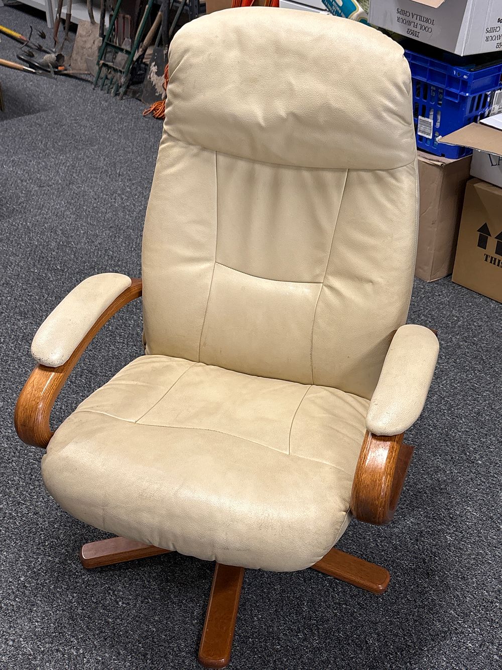 Lot 160: Leather Recliner Swivel Chair