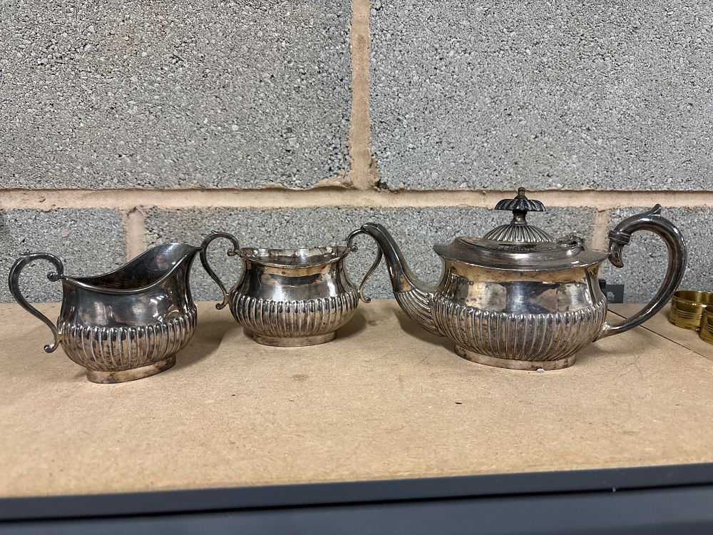 Lot 182: Silver Plater Tea Service.