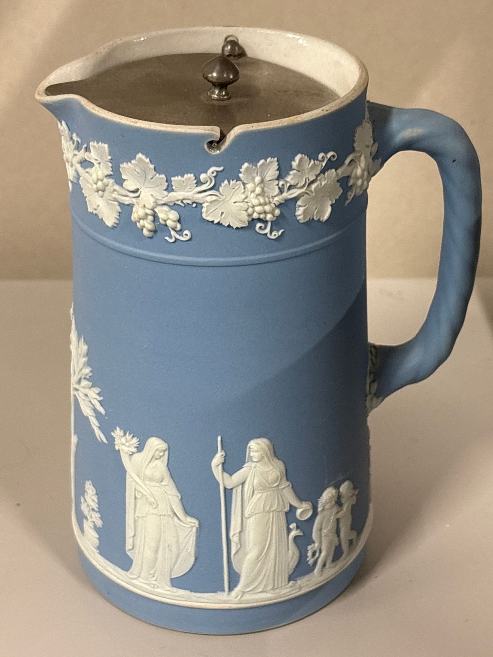 Lot 193: Wedgewood Jasperware Lidded Jug