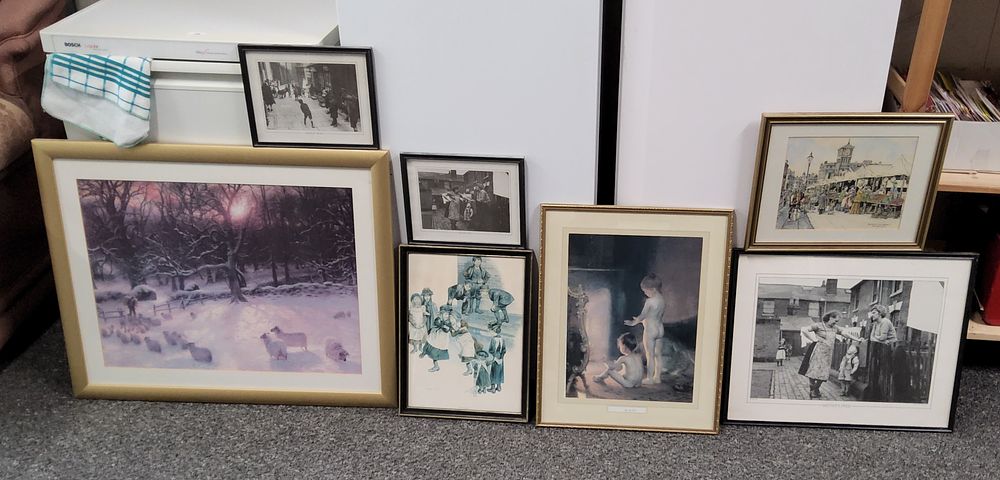 Lot 223: Selection of framed prints / photos.