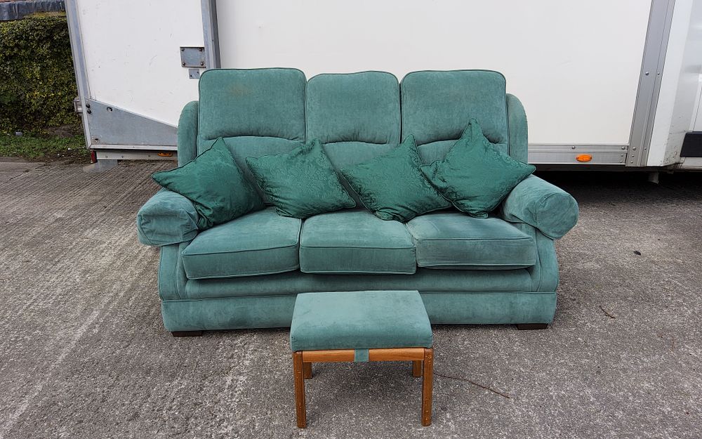 Lot 265: 3 seater sofa with stool