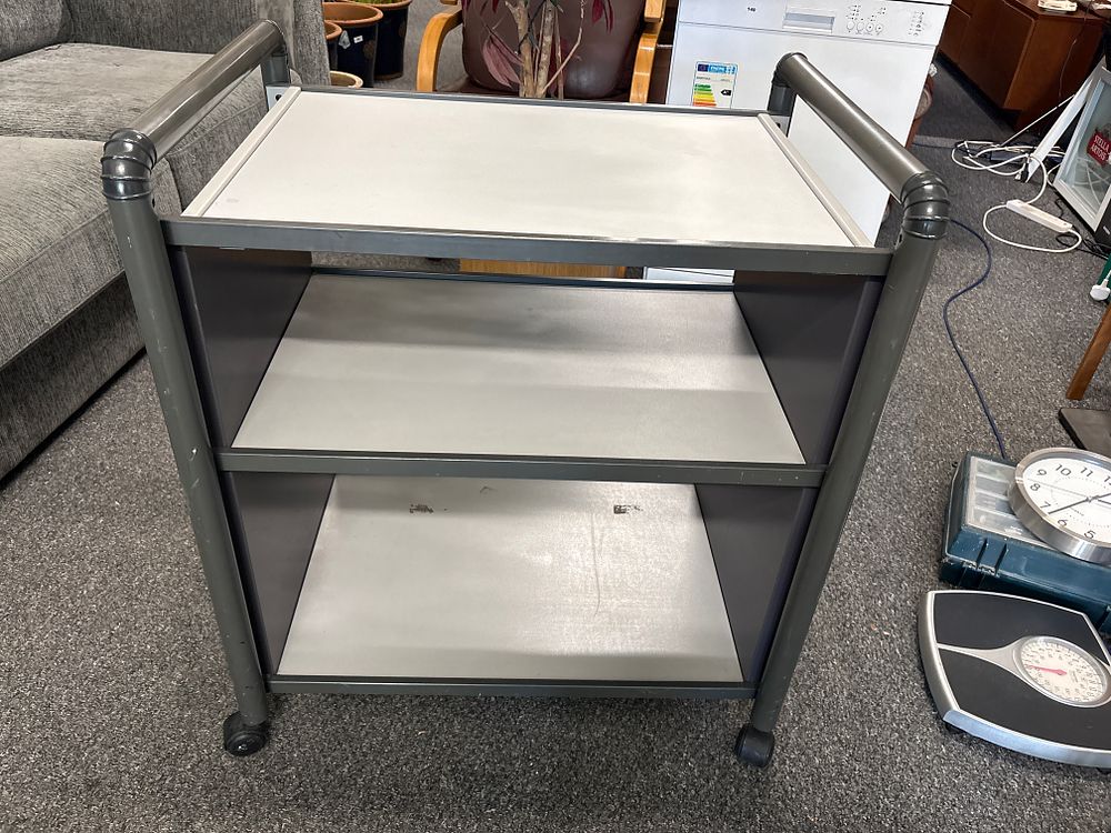Lot 152: Metal Heavy Stationary office trolley