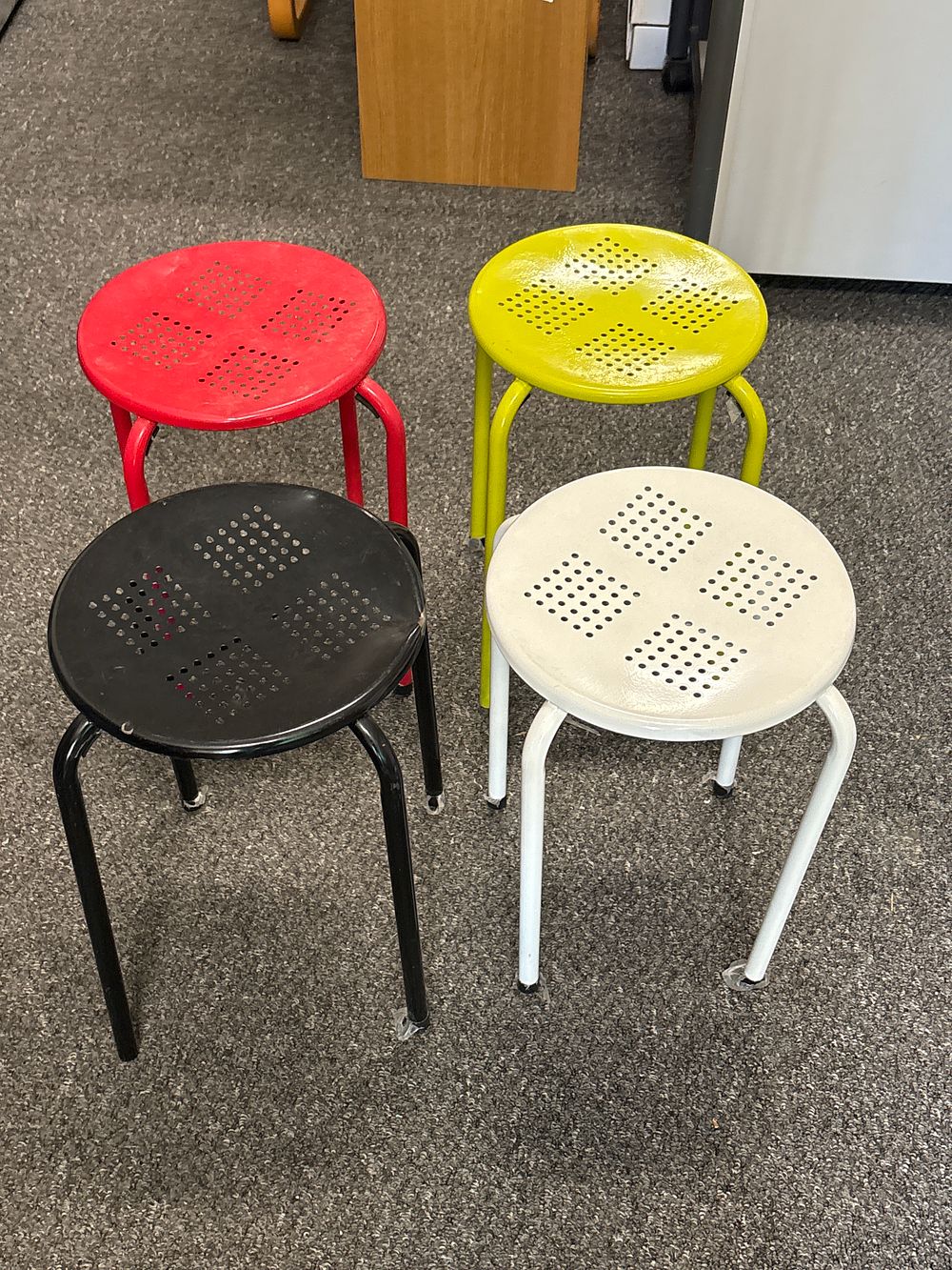 Lot 155: Four Metal Stackable Stools