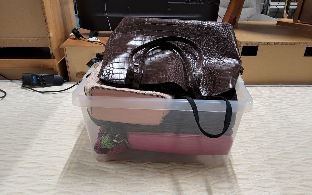 Lot 156: Box of handbags