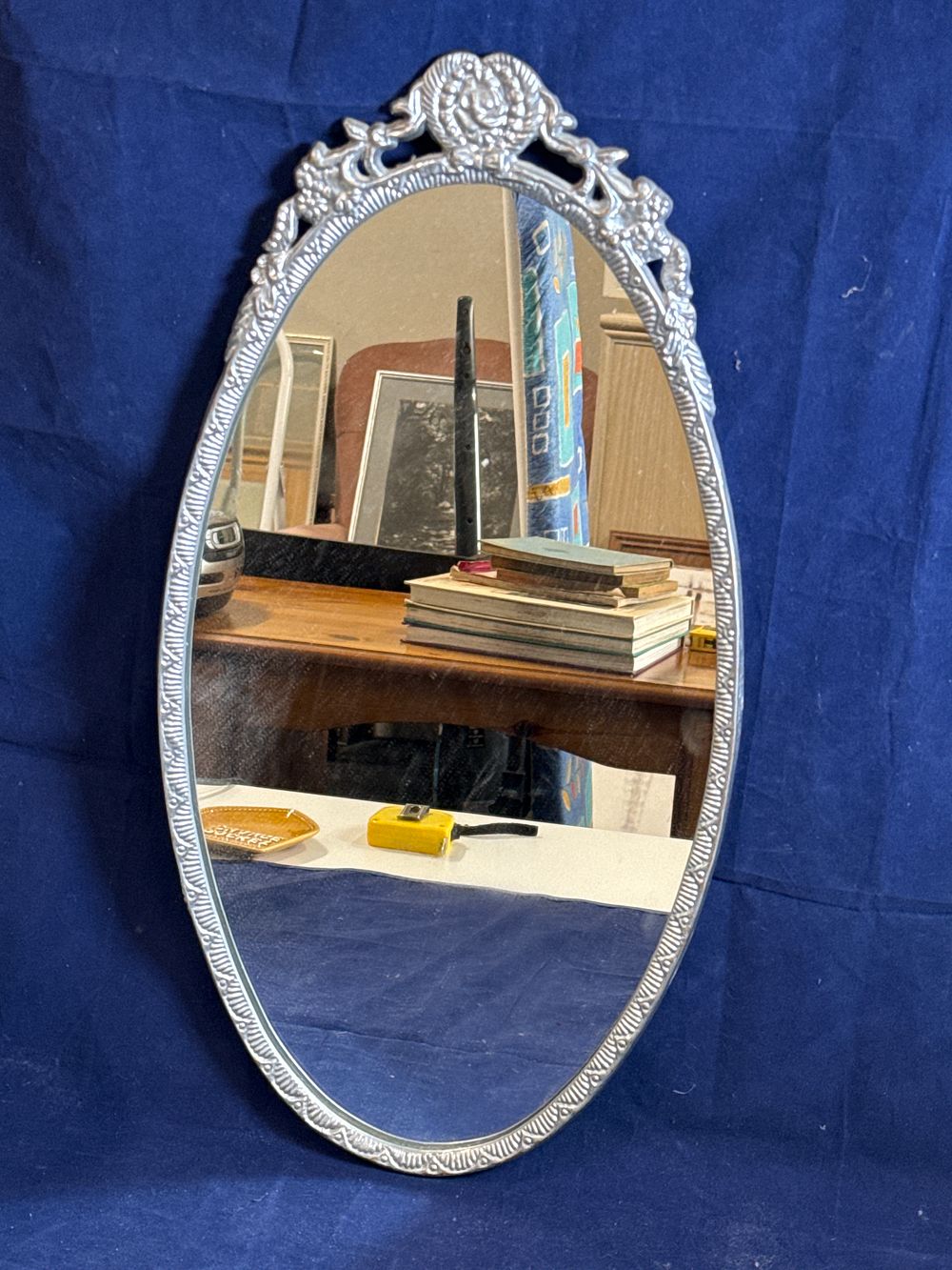 Lot 177: PJ Simony Metal Framed Oval Mirror