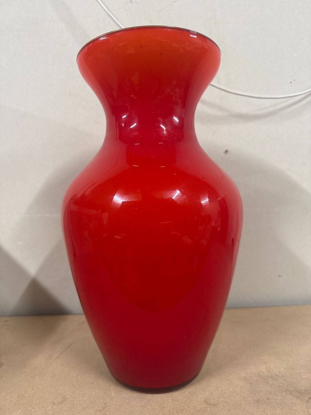 Lot 151: Large Red Glass Vintage Vase
