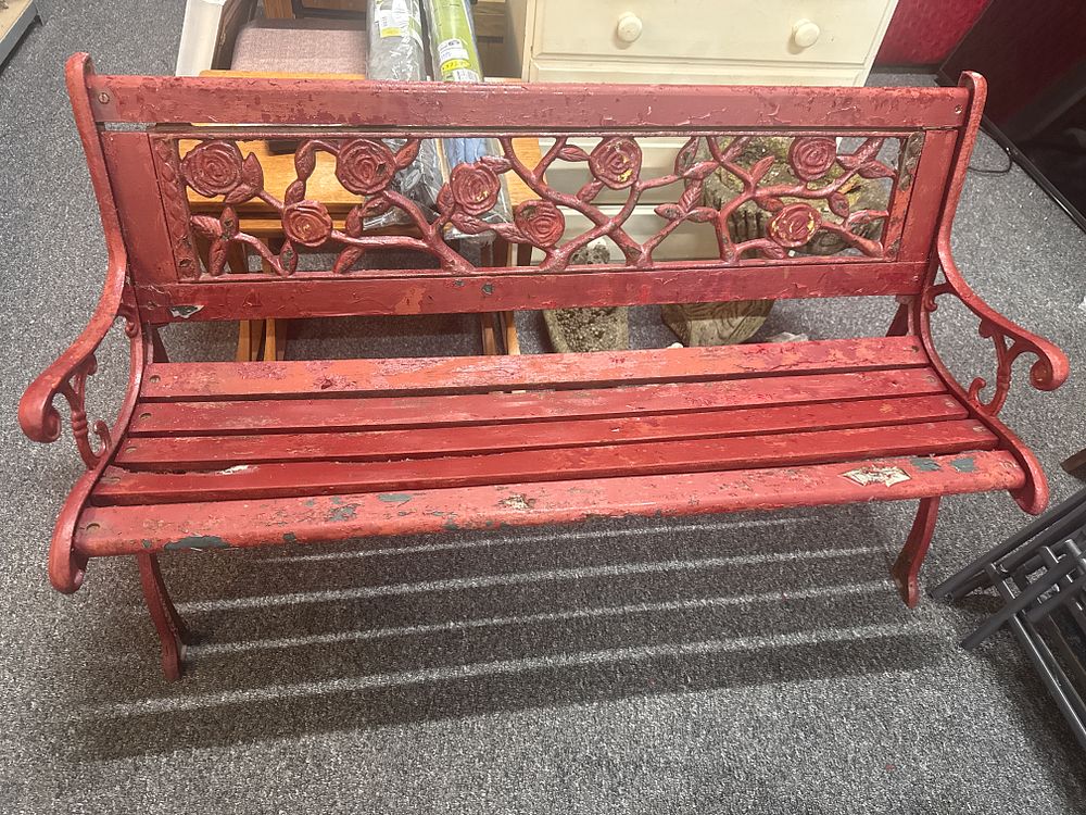 Lot 177: Garden Bench With Cast Iron Back Panel and Ends
