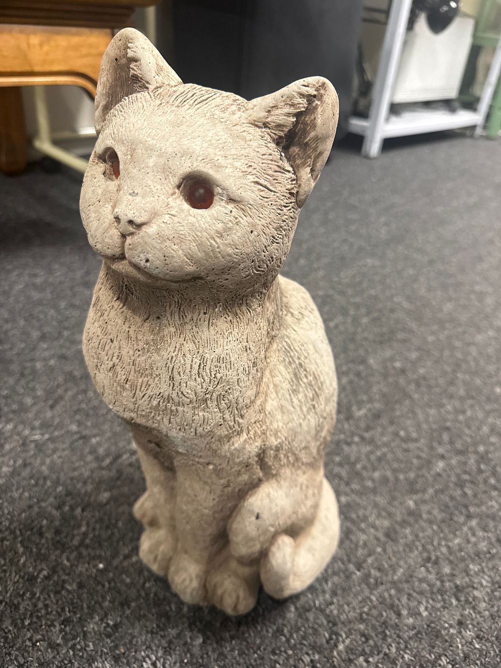 Lot 185: Large Concrete Cat Garden Ornament with glass eyes