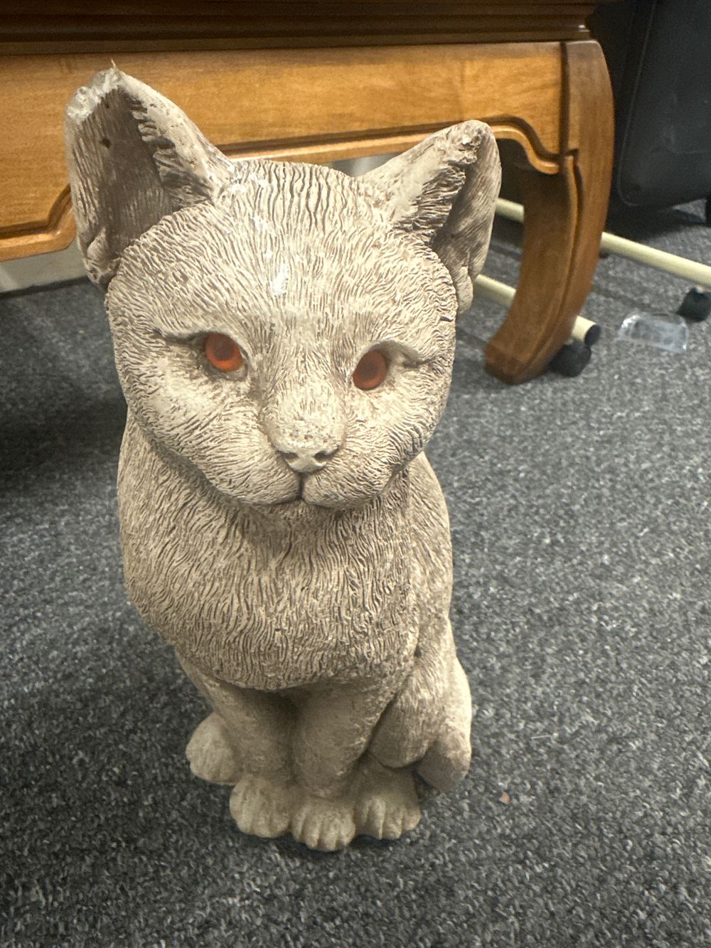 Lot 186: Large Concrete Cat Garden Ornament with glass eyes