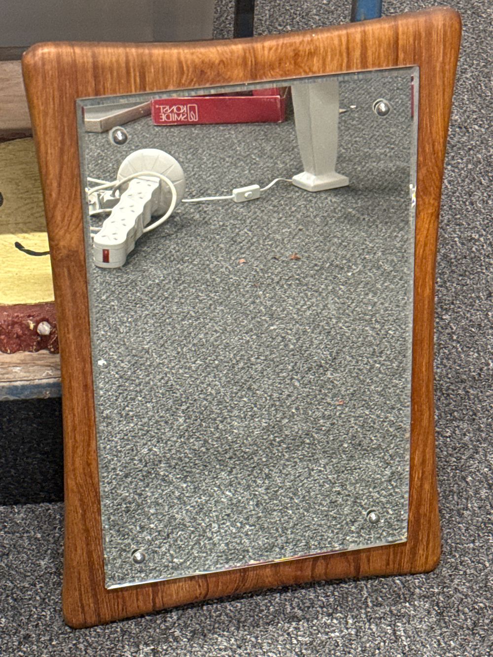 Lot 156: Mid Century Solid Teak Plank Backed Mirror