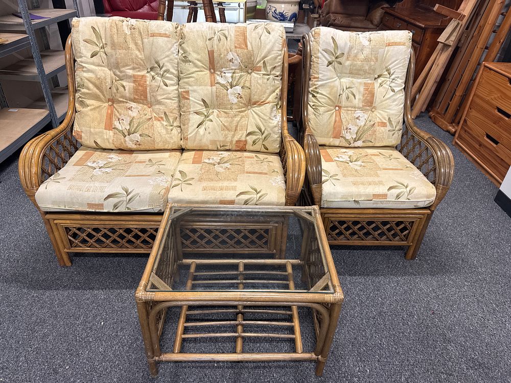 Lot 164: A Three-Piece Cane Conservatory Suite