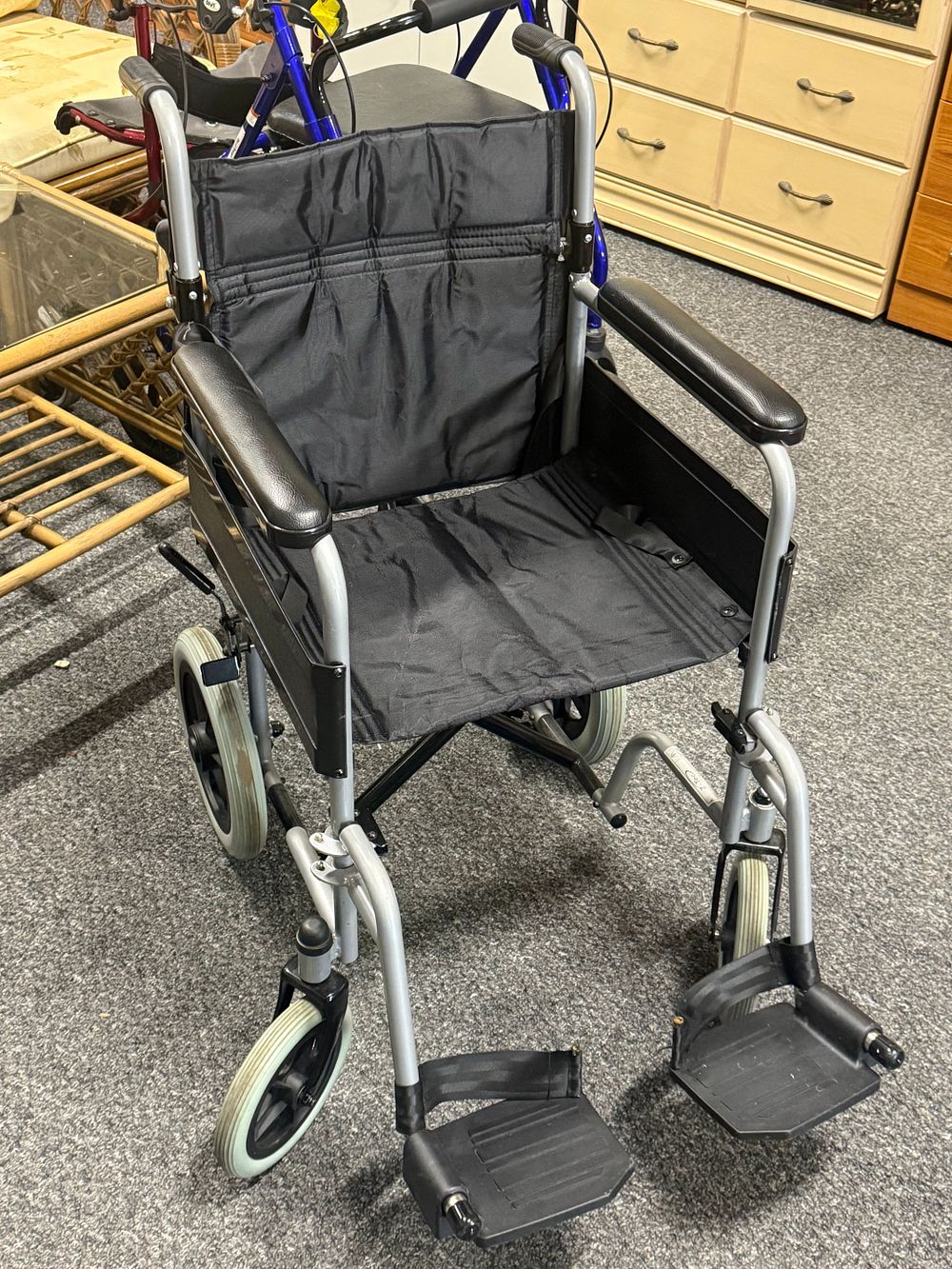 Lot 169: A Transit wheelchair and a rollator walker