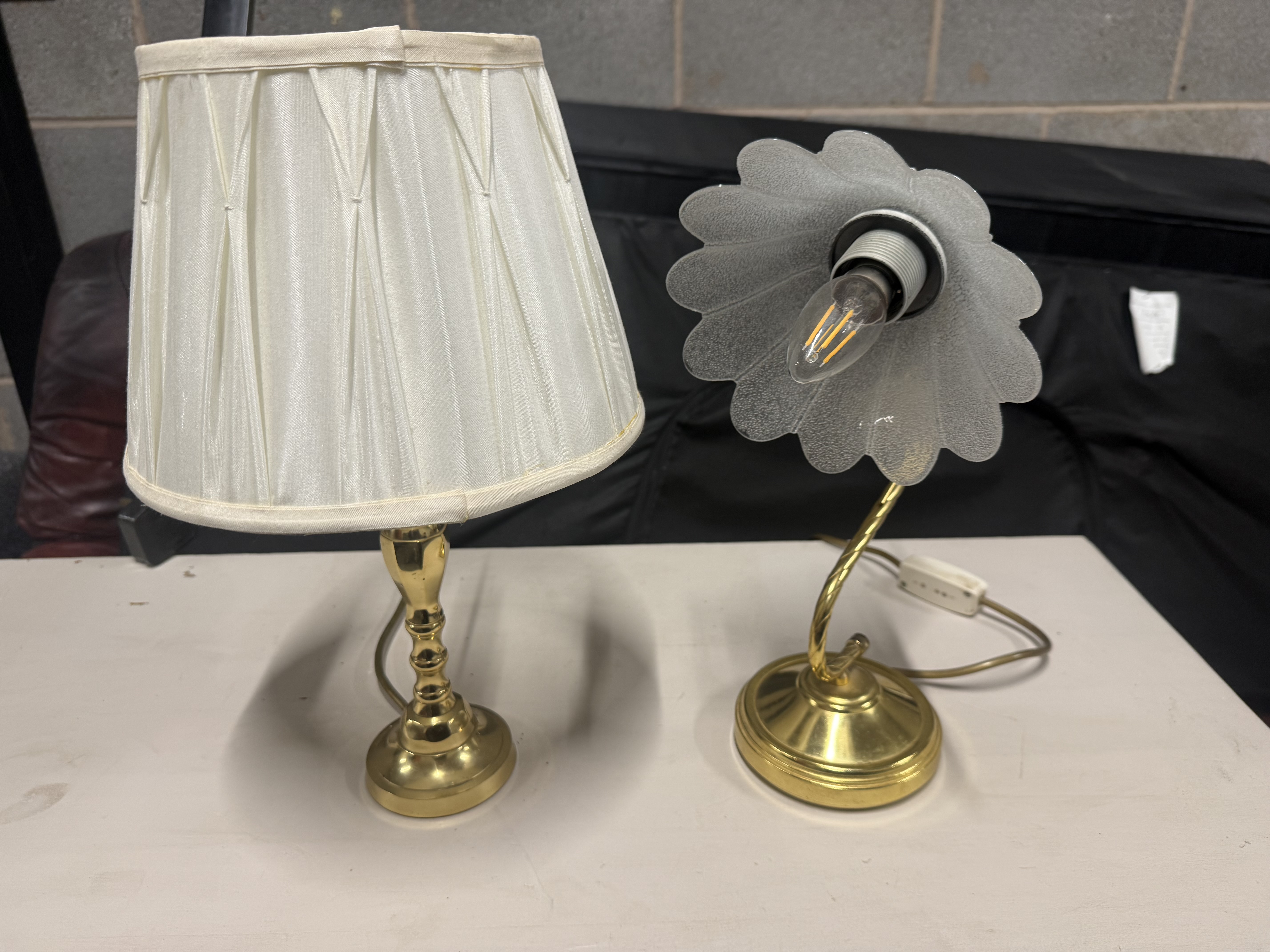 A Pair of Assorted Decorative Brass-tone Table Lamps