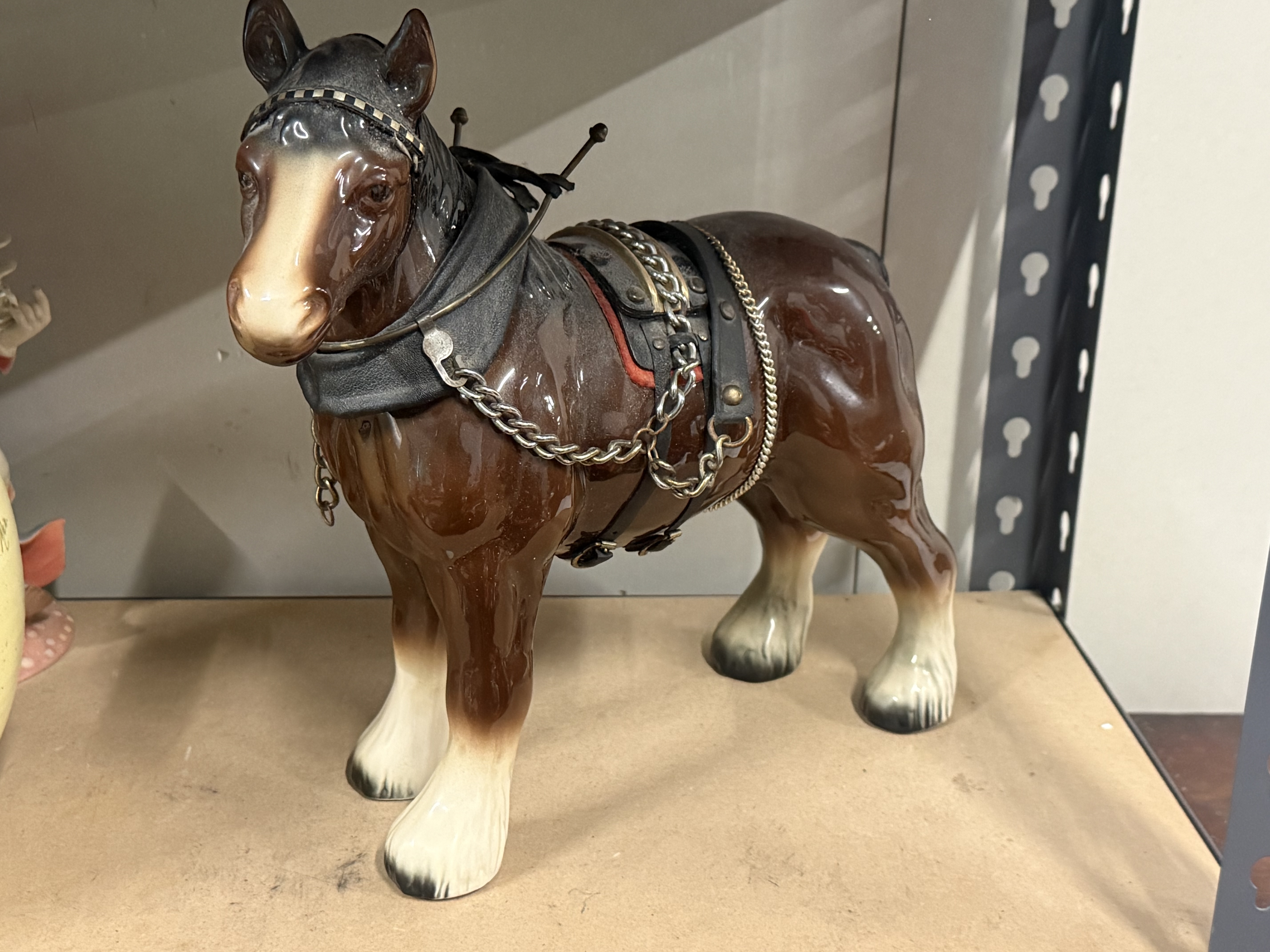A Melba Ware porcelain Shire horse in full harness