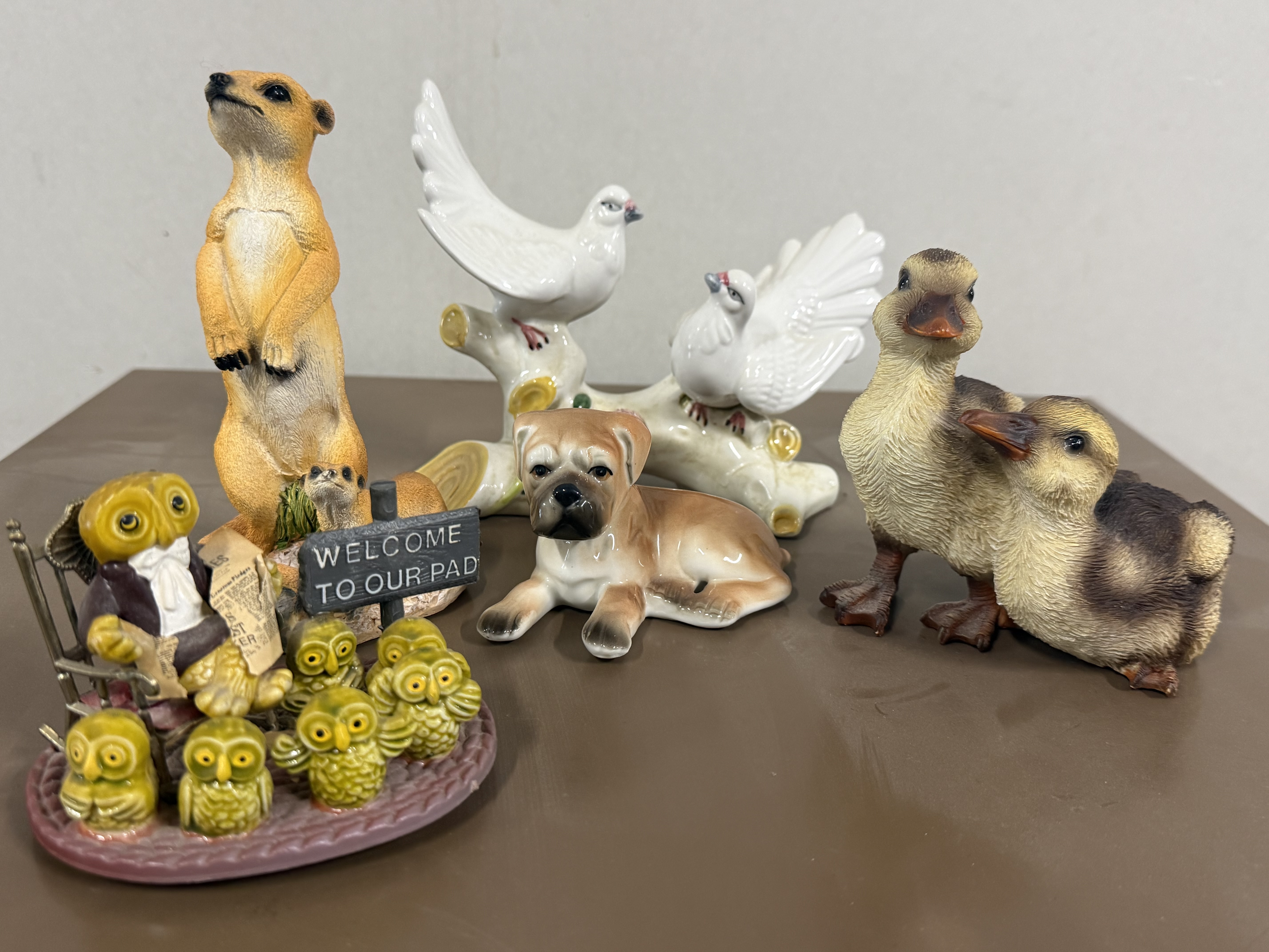 A Collection of Animal themed Ceramic and Resin Decorative Figurines