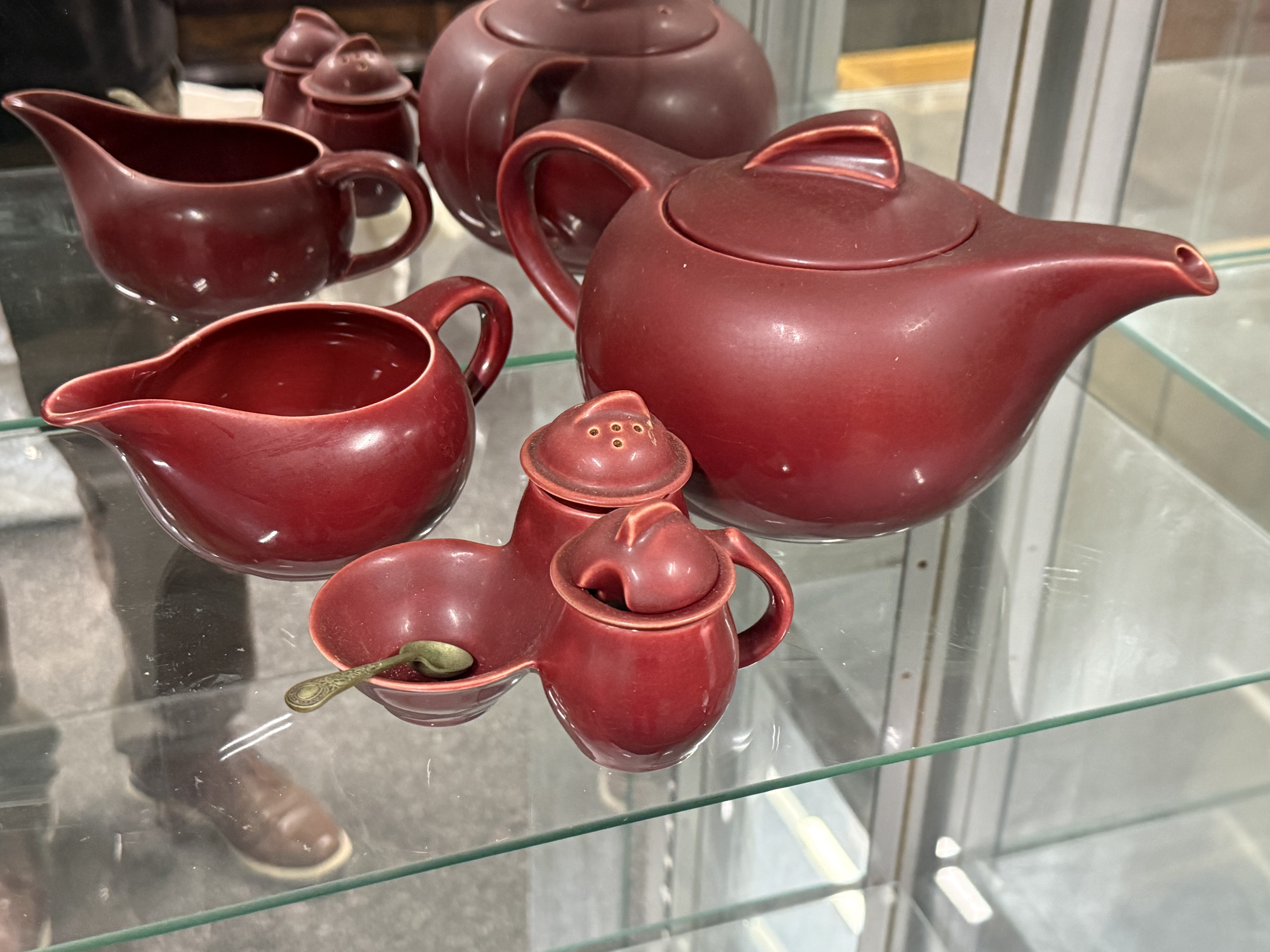 A Collection of Empire Maroon Glazed Ceramic Tablewares