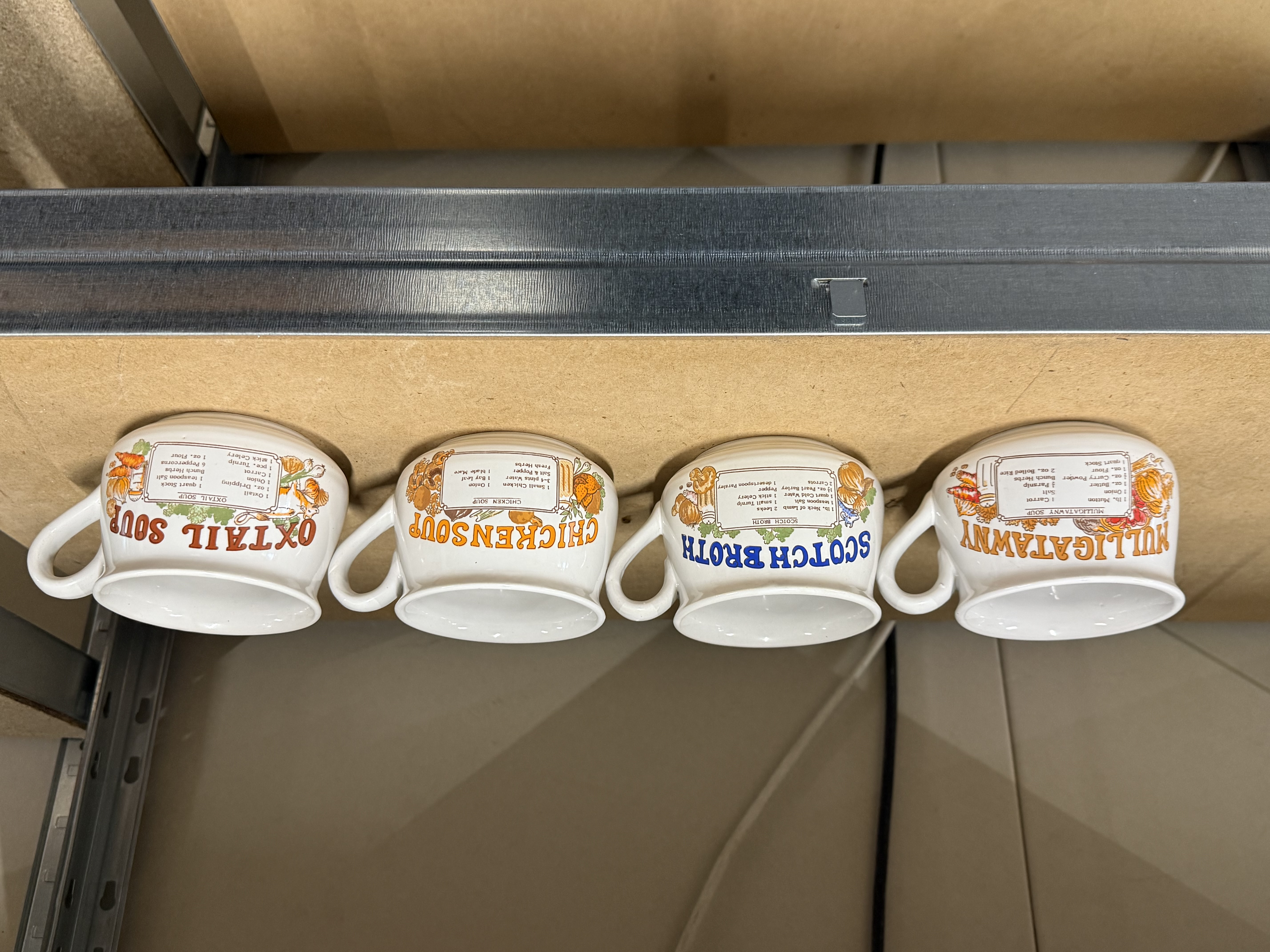 A Set of Four Vintage Ceramic Soup Recipe Mugs