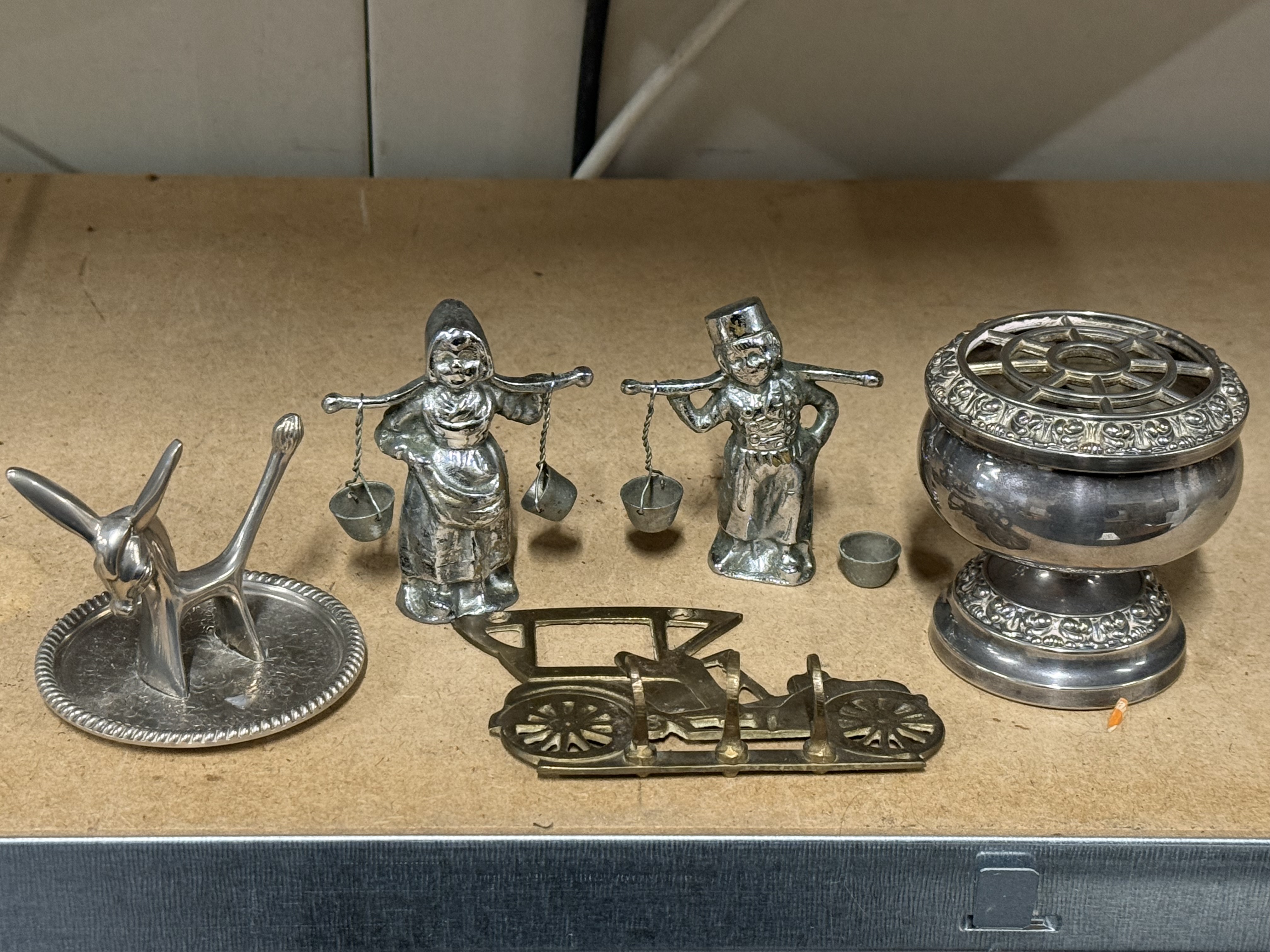 Decorative metalware including a rose bowl