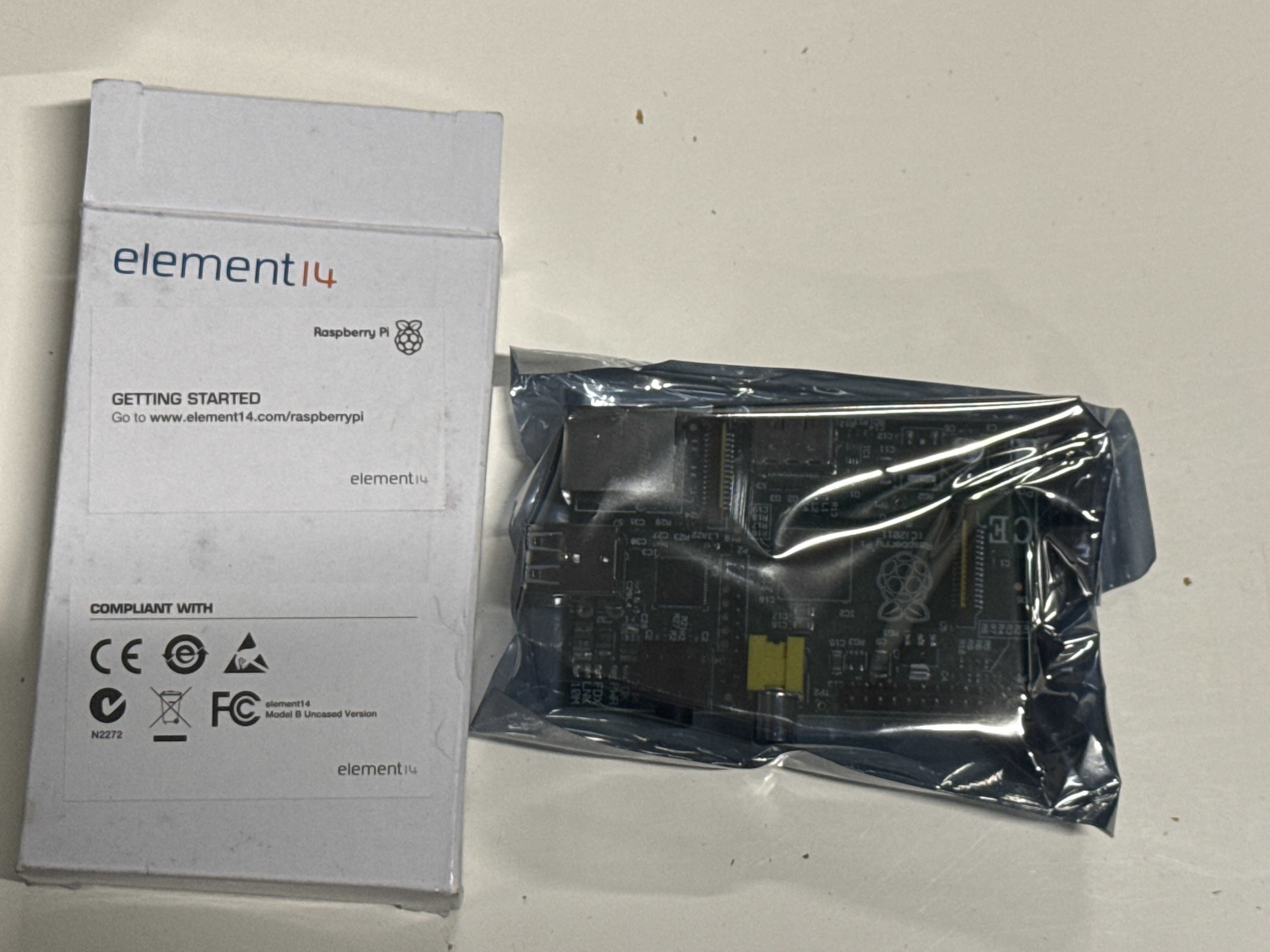 Original element14 Raspberry Pi 1 Model B in retail packaging