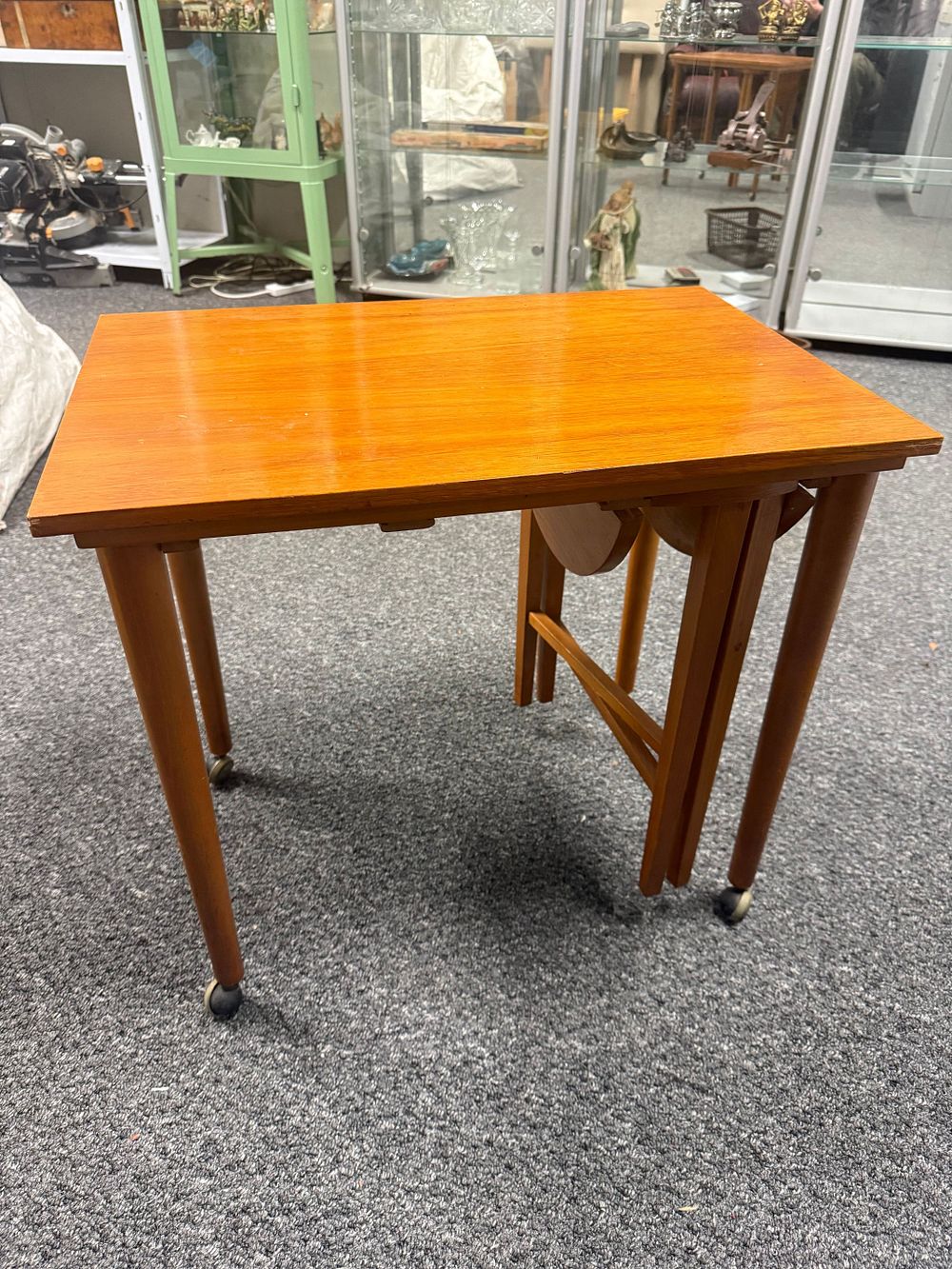 Lot 170: Poul Hundevad teak nesting trolley with one folding table