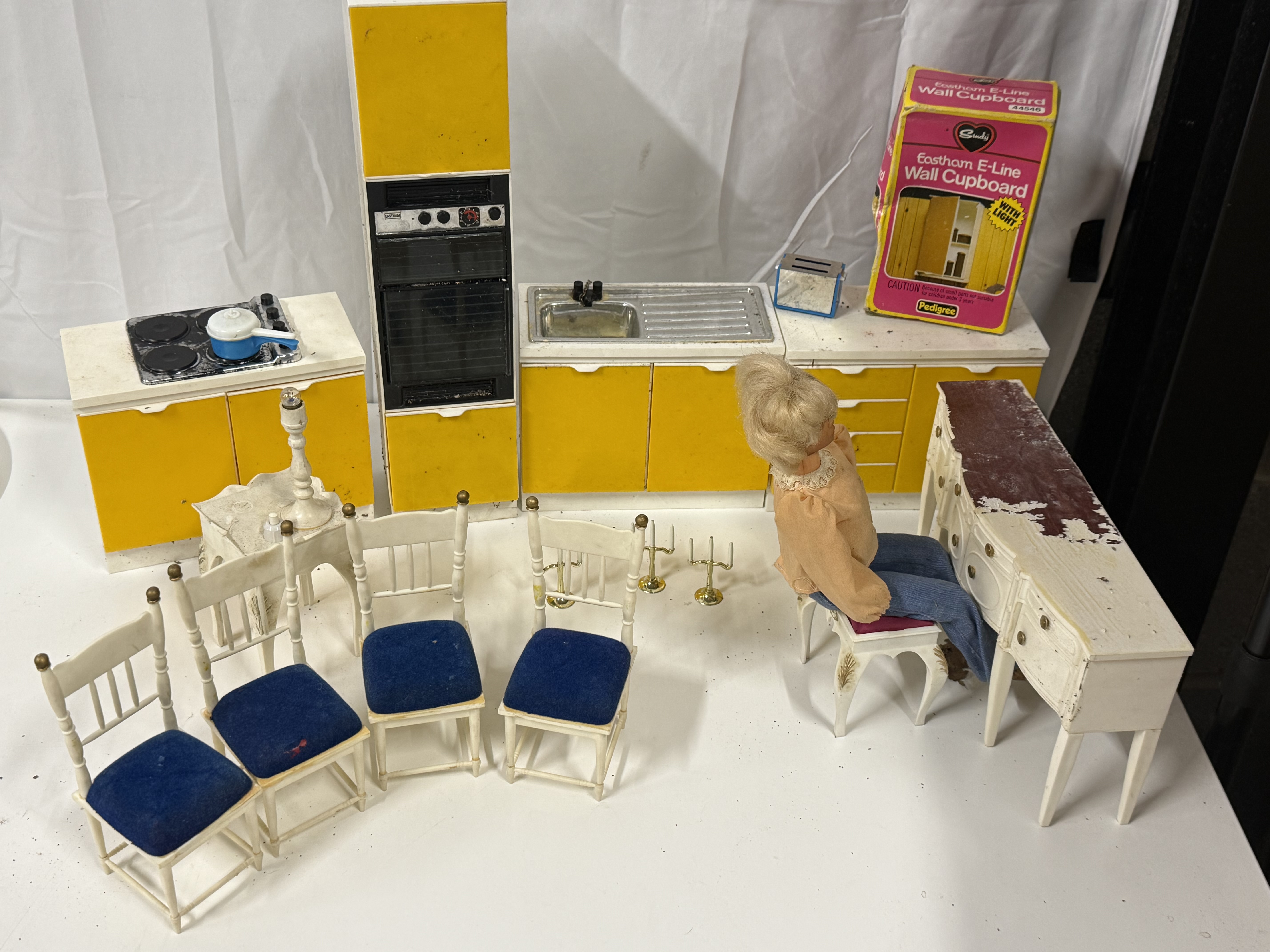 A collection of vintage Pedigree Sindy Eastham E-Line furniture