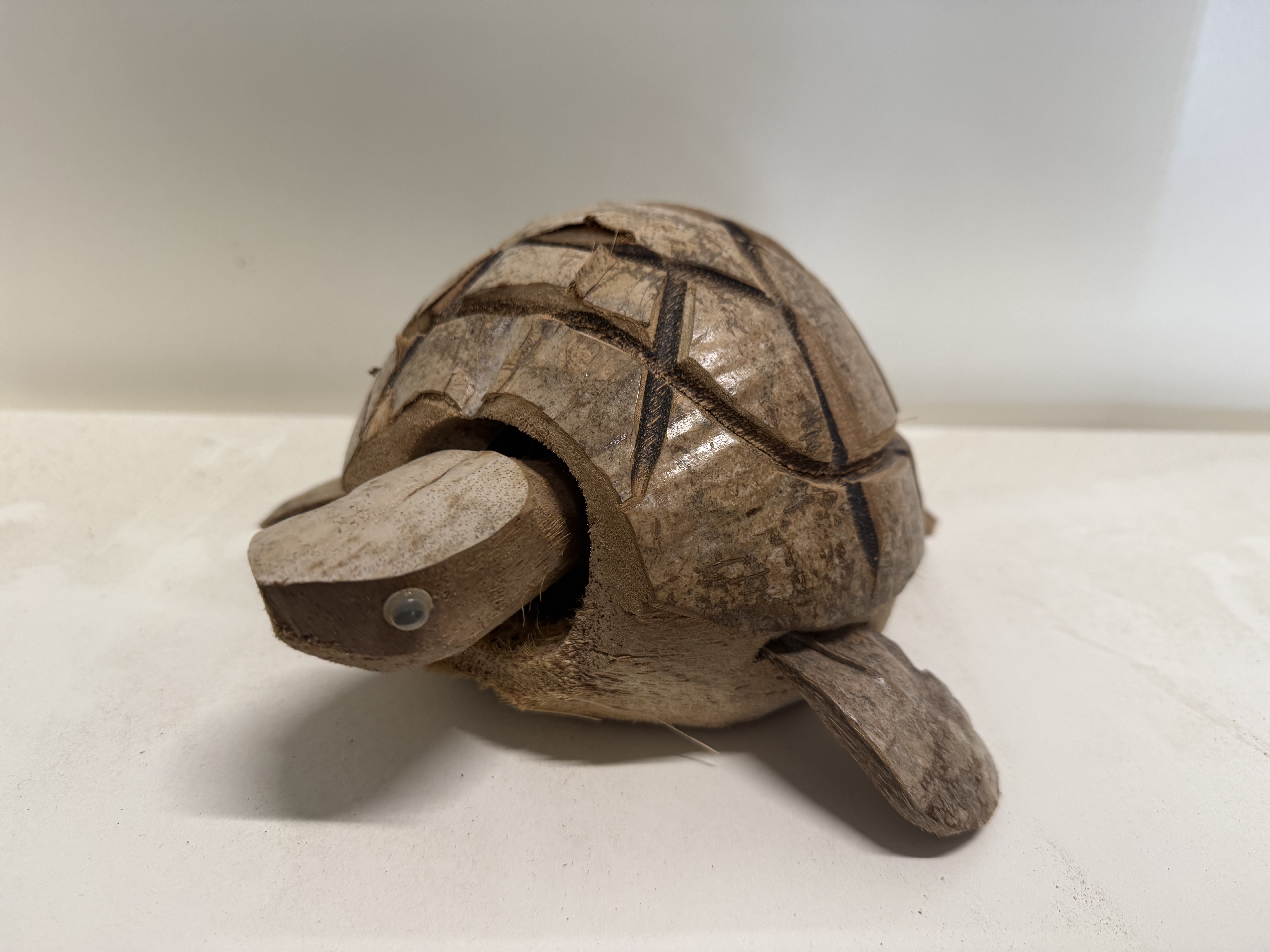 Vintage hand-carved coconut shell tortoise folk art figurine