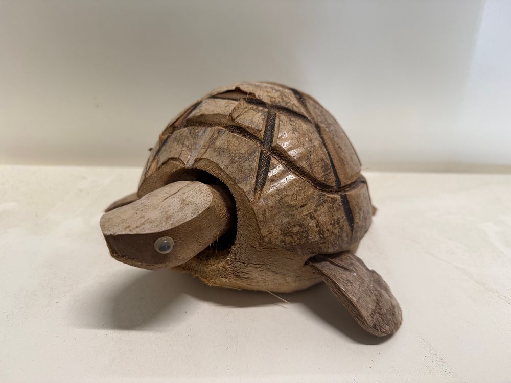 Lot 231: Vintage hand-carved coconut shell tortoise folk art figurine