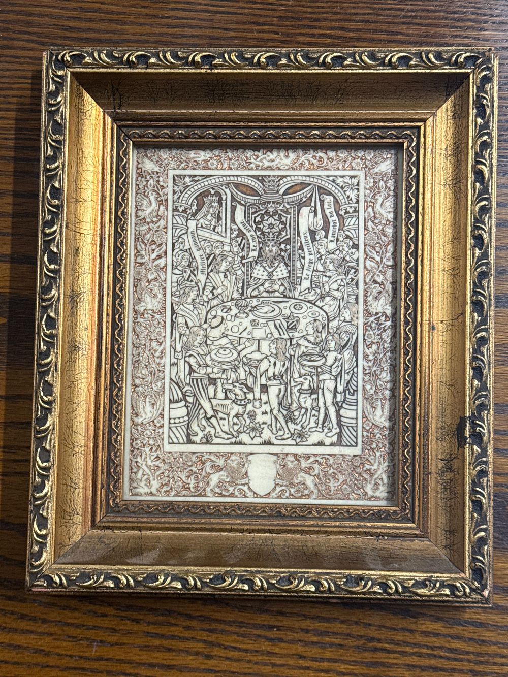 Lot 237: Framed Arthurian engraving depicting King Arthur at the Round Table