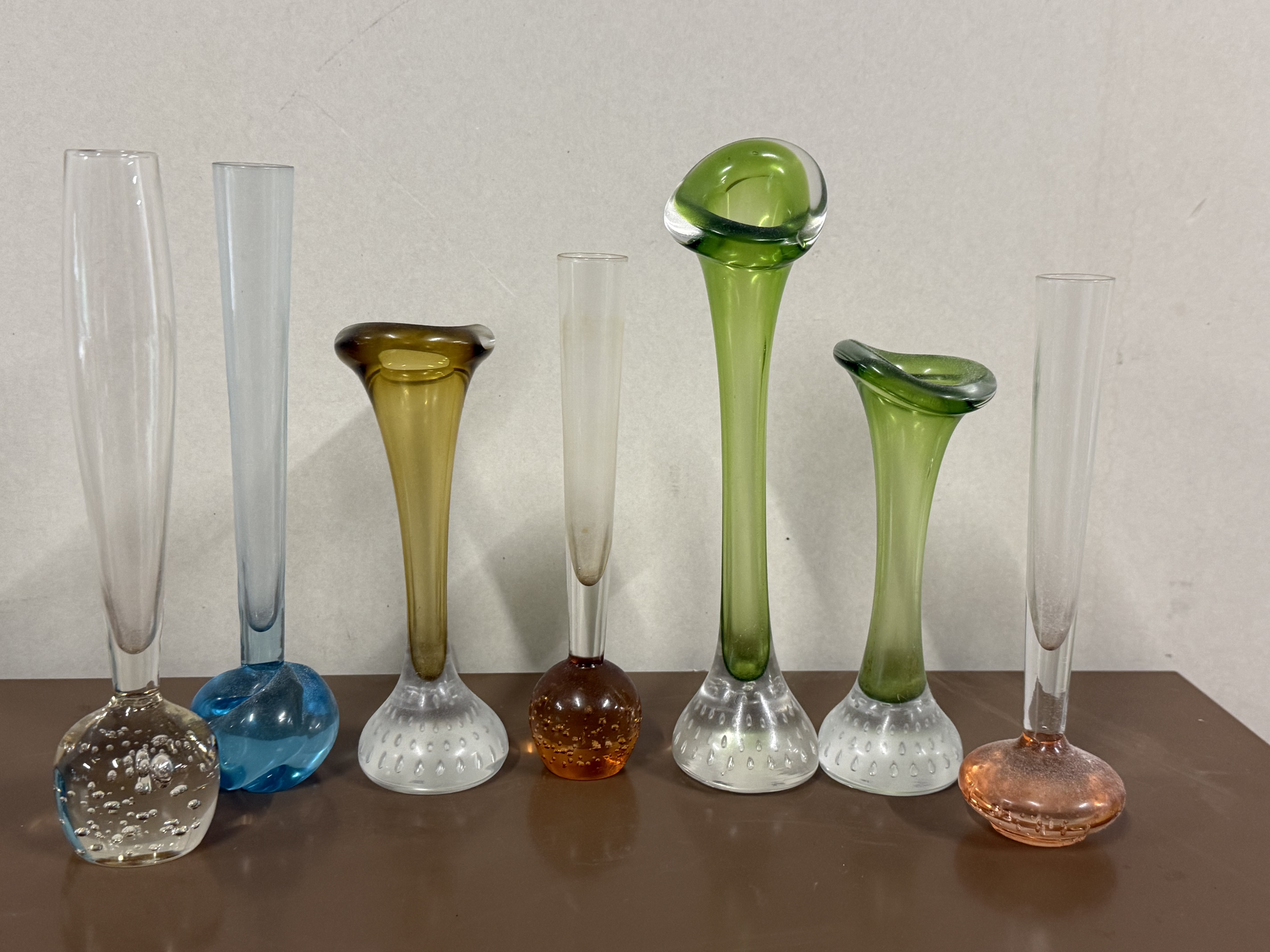 A collection of Åseda Glasbruk mid-century modern art glass vases
