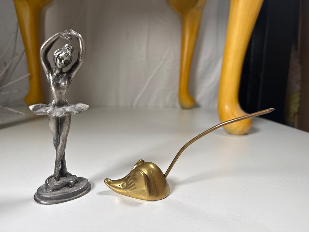 Lot 167: Two decorative metal figurines of a ballerina and mouse