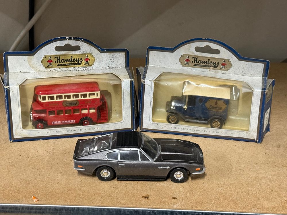 Lot 171: Three die-cast vehicles including Corgi 007 Aston Martin and Hamleys