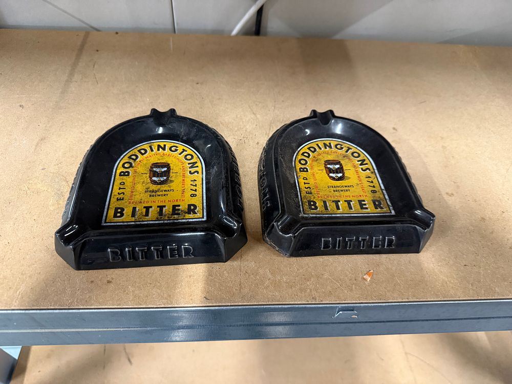 Lot 176: A Pair of Boddingtons Bitter Bar Ashtrays by HCW Prompots