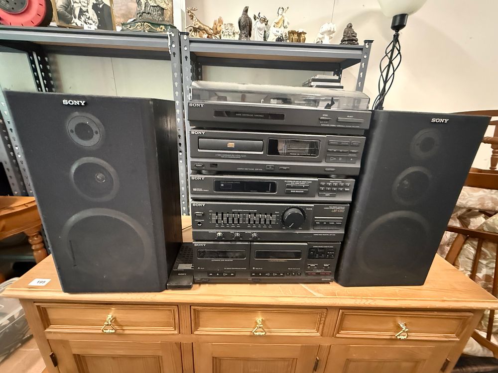 Lot 196: Vintage Sony LBT-V302 Hi-Fi System with Speakers and Headphones