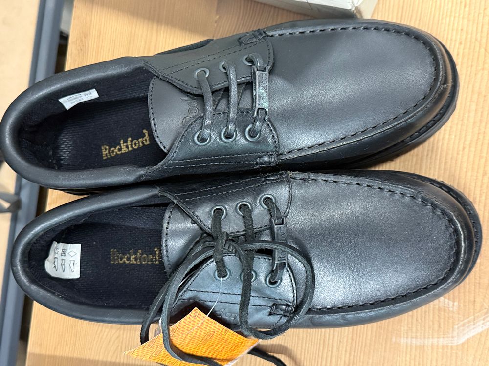 Lot 210: A pair of Rockford black leather lug sole boat shoes