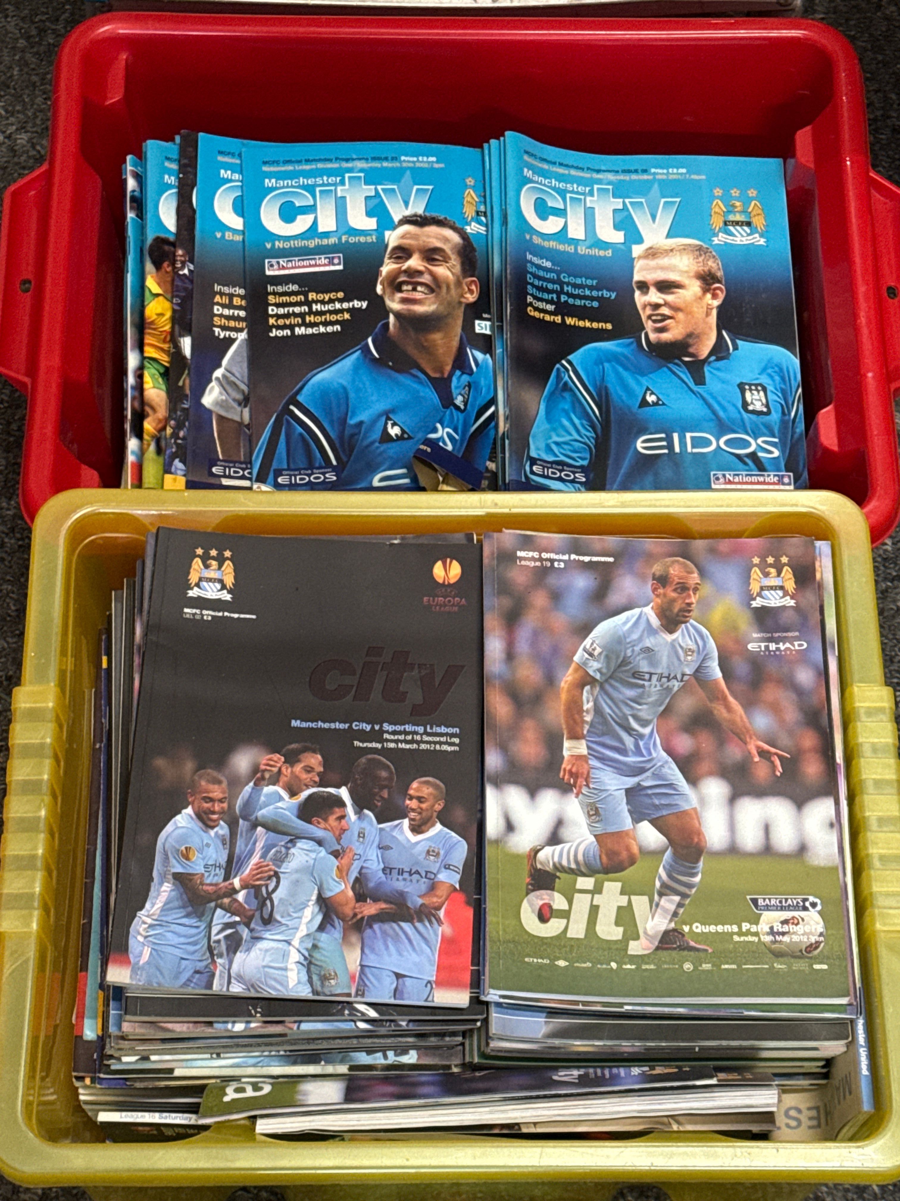 A large collection of Manchester City official matchday football programmes