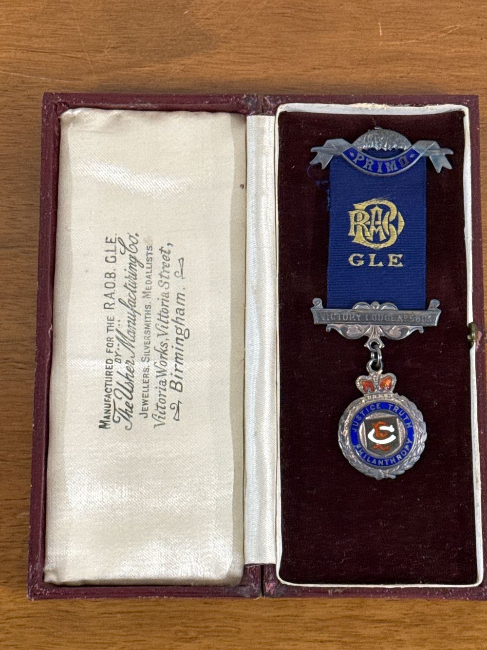 Lot 109: RAOB Silver and Enamel Primo Degree Jewel by Usher Manufacturing