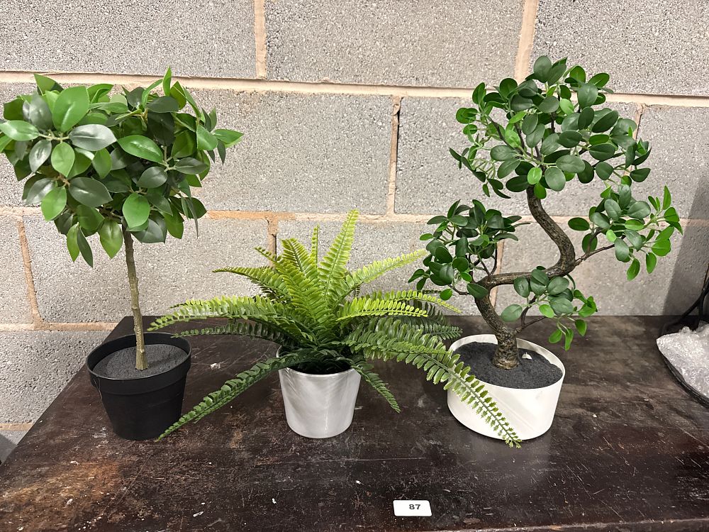 Lot 122: A Trio of Assorted Artificial Potted Decorative House Plants