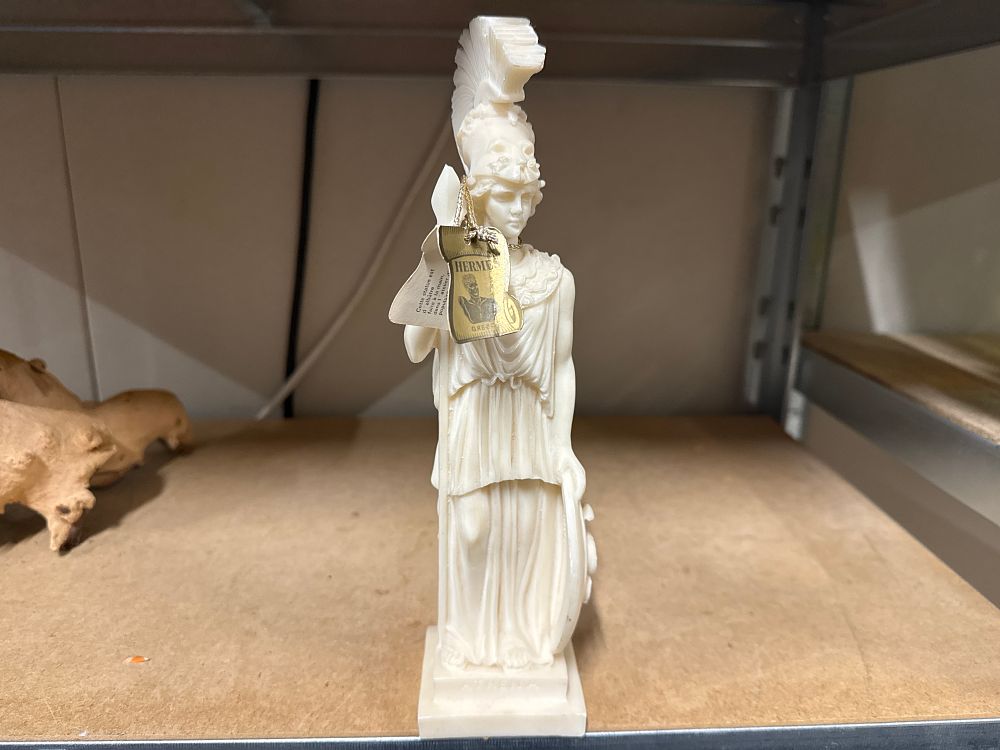 Lot 12: A Greek bonded alabaster statuette of the Goddess Athena